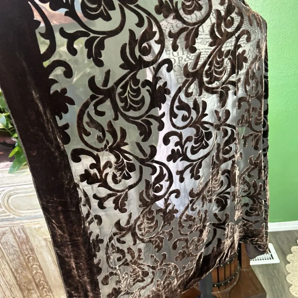 Vtg 90s Brown Burnout Velvet Scarf 40x40 Boho Y2K Grunge Fairy